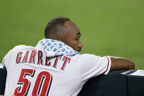 CINCINNATI, OH – SEPTEMBER 02: Amir Garrett #50 of the Cincinnati Reds looks on during a game. (Photo by Joe Robbins/Getty Images)