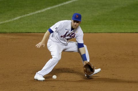 NEW YORK, NEW YORK – SEPTEMBER 05: Todd Frazier #21 of the New York Mets in action against the Philadelphia Phillies at Citi Field on September 05, 2020 in New York City. The Mets defeated the Phillies 5-1. (Photo by Jim McIsaac/Getty Images)