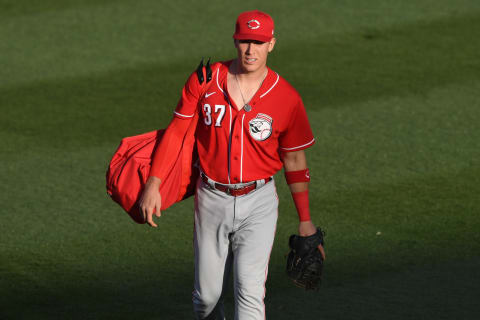 GOODYEAR, ARIZONA – MARCH 03: Tyler Stephenson #37 of the Cincinnati Reds prepares for a spring training game. (Photo by Norm Hall/Getty Images)