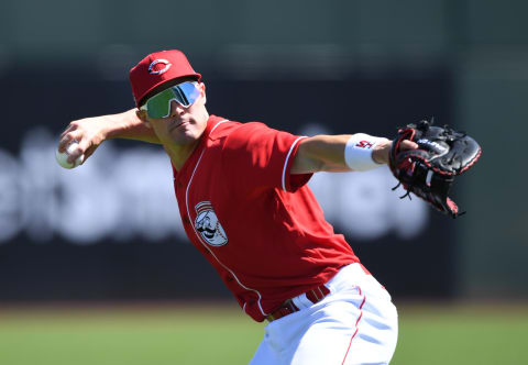 GOODYEAR, ARIZONA – MARCH 14: Scott Heineman #26 of the Cincinnati Reds prepares for a spring training game. (Photo by Norm Hall/Getty Images)