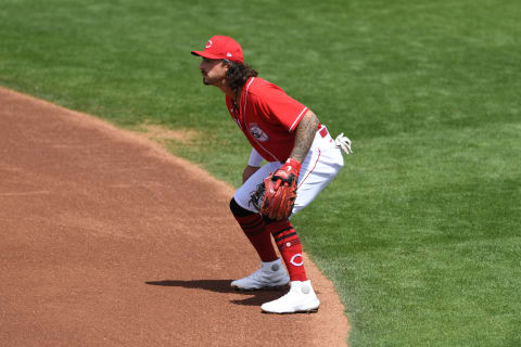 GOODYEAR, ARIZONA – MARCH 29: Jonathan India #71 of the Cincinnati Reds gets ready to make a play. (Photo by Norm Hall/Getty Images)