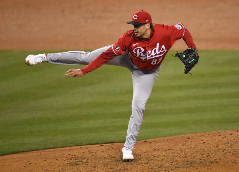 LOS ANGELES, CA – APRIL 27: Jose De Leon #87 of the Cincinnati Reds pitches in the game. (Photo by Jayne Kamin-Oncea/Getty Images)