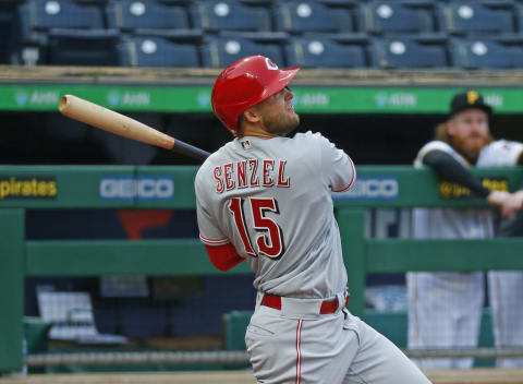 PITTSBURGH, PA – MAY 10: Nick Senzel #15 of the Cincinnati Reds in action. (Photo by Justin K. Aller/Getty Images)