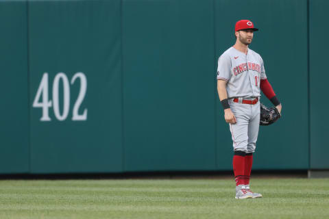 WASHINGTON, DC – MAY 26: Tyler Naquin #12 of the Cincinnati Reds. (Photo by Patrick Smith/Getty Images)