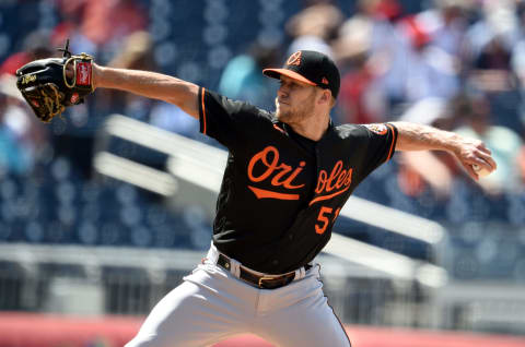 WASHINGTON, DC – MAY 23: Paul Fry #51 of the Baltimore Orioles pitches. (Photo by G Fiume/Getty Images)