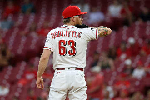 CINCINNATI, OHIO – JUNE 08: Sean Doolittle #63 of the Cincinnati Reds pitches. (Photo by Dylan Buell/Getty Images)