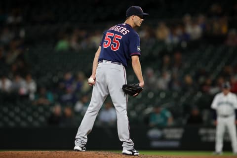 SEATTLE – JUNE 16: Taylor Rogers #55 of the Minnesota Twins pitches during the game. (Photo by Rob Leiter/MLB Photos via Getty Images)