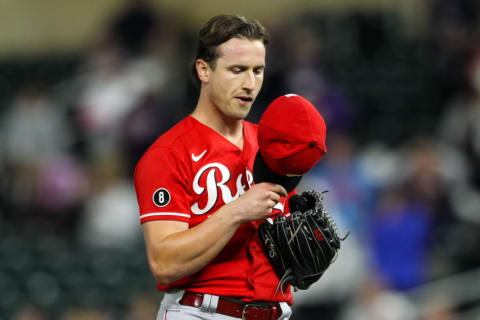 MINNEAPOLIS, MN – JUNE 21: Lucas Sims #39 of the Cincinnati Reds looks on. (Photo by David Berding/Getty Images)