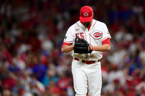 CINCINNATI, OHIO – JULY 02: Heath Hembree #55 of the Cincinnati Reds pitches during a game. (Photo by Emilee Chinn/Getty Images)