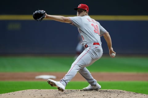 MILWAUKEE, WISCONSIN – JULY 08: Tyler Mahle #30 of the Cincinnati Reds throws a pitch. (Photo by John Fisher/Getty Images)