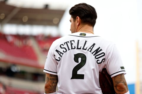 CINCINNATI, OH – AUGUST 06: Nick Castellanos #2 of the Cincinnati Reds stands on the field. (Photo by Kirk Irwin/Getty Images)