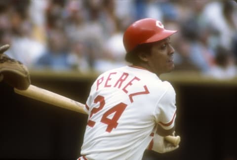 CINCINNATI, OH – CIRCA 1975: First Baseman Tony Perez #24 of the Cincinnati Reds (Photo by Focus on Sport/Getty Images)