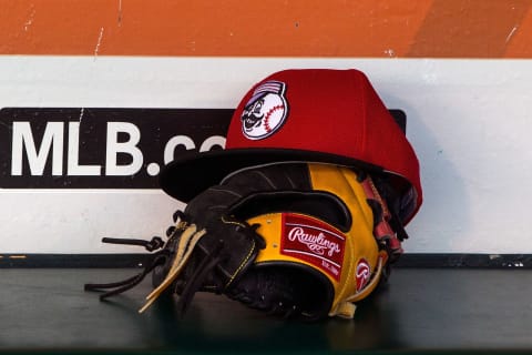 SAN FRANCISCO, CA – JULY 26: Detailed view of a Cincinnati Reds (Photo by Jason O. Watson/Getty Images) *** Local Caption ***