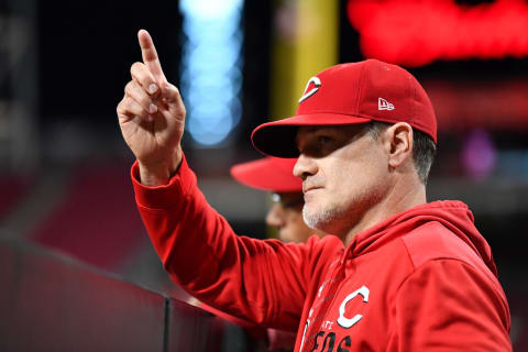 CINCINNATI, OH – SEPTEMBER 24: Manager David Bell #25 of the Cincinnati Reds instructs one of his batters. Milwaukee defeated Cincinnati 4-2. (Photo by Jamie Sabau/Getty Images)