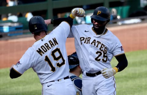 PITTSBURGH, PA – AUGUST 22: Gregory Polanco #25 of the Pittsburgh Pirates celebrates with Colin Moran #19 after hitting a two run home run. (Photo by Justin Berl/Getty Images)