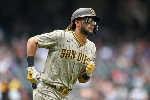 DENVER, CO – JUNE 16: Fernando Tatis Jr. #23 of the San Diego Padres runs the bases after hitting a third-inning solo home run. (Photo by Dustin Bradford/Getty Images)