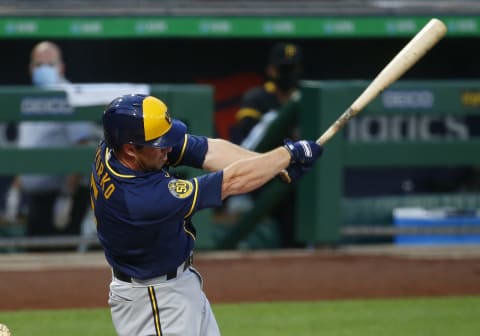 PITTSBURGH, PA – JULY 27: Jedd Gyorko #5 of the Milwaukee Brewers in action against the Pittsburgh Pirates. (Photo by Justin K. Aller/Getty Images)