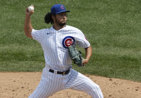 CHICAGO, ILLINOIS – AUGUST 23: Yu Darvish #11 of the Chicago Cubs throws a pitch during the third inning of a game. (Photo by Nuccio DiNuzzo/Getty Images)