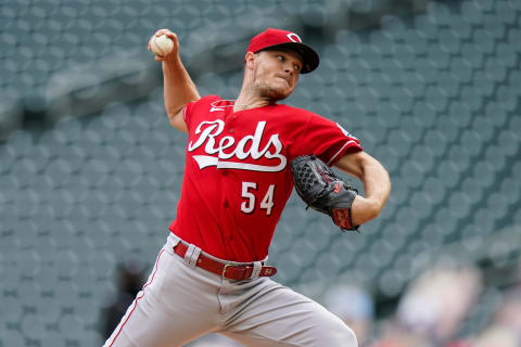 MINNEAPOLIS, MN – SEPTEMBER 27: Sonny Gray #54 of the Cincinnati Reds pitches against the Minnesota Twins on September 27, 2020 at Target Field in Minneapolis, Minnesota. (Photo by Brace Hemmelgarn/Minnesota Twins/Getty Images)