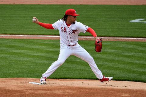 CINCINNATI, OH – APRIL 1: Luis Castillo #58 of the Cincinnati Reds pitches against the St. Louis Cardinals on Opening Day. (Photo by Jamie Sabau/Getty Images)