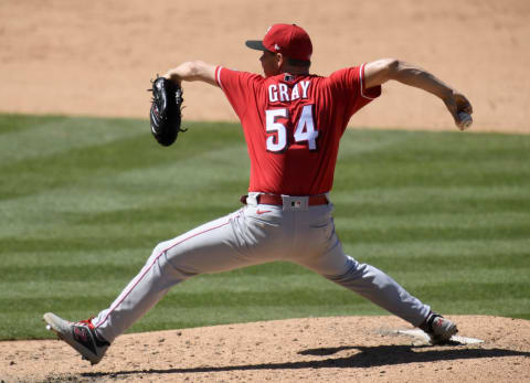 LOS ANGELES, CALIFORNIA – APRIL 28: Sonny Gray #54 of the Cincinnati Reds pitches during the sixth inning. (Photo by Harry How/Getty Images)