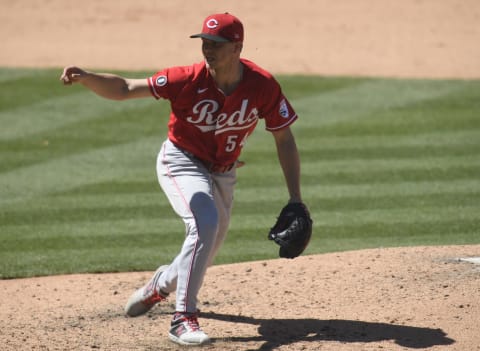 LOS ANGELES, CALIFORNIA – APRIL 28: Sonny Gray #54 of the Cincinnati Reds pitches. (Photo by Harry How/Getty Images)