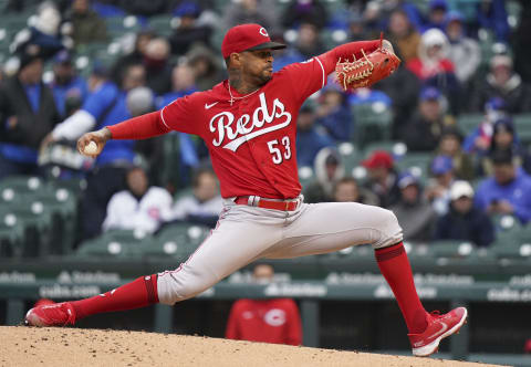 CHICAGO, ILLINOIS – MAY 28: Vladimir Gutierrez #53 of the Cincinnati Reds throws a pitch. (Photo by Nuccio DiNuzzo/Getty Images)