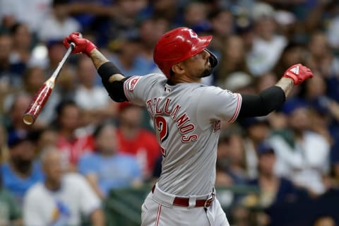 MILWAUKEE, WISCONSIN – JULY 09: Nick Castellanos #2 of the Cincinnati Reds swings. (Photo by John Fisher/Getty Images)