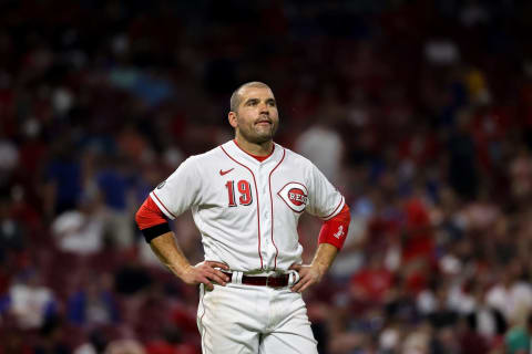 CINCINNATI, OHIO – JULY 20: Joey Votto #19 of the Cincinnati Reds walks across the field. (Photo by Dylan Buell/Getty Images)