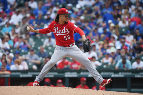 CHICAGO, ILLINOIS – JULY 29: Luis Castillo #58 of the Cincinnati Reds pitches. (Photo by Quinn Harris/Getty Images)