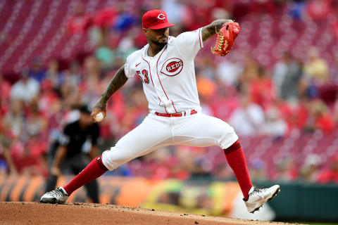 CINCINNATI, OHIO – AUGUST 17: Vladimir Gutierrez #53 of the Cincinnati Reds pitches. (Photo by Emilee Chinn/Getty Images)