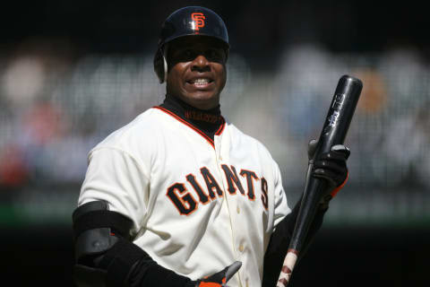 SAN FRANCISCO, CA – SEPTEMBER 14: Barry Bonds of the San Francisco Giants bats. (Photo by Brad Mangin/MLB Photos via Getty Images)