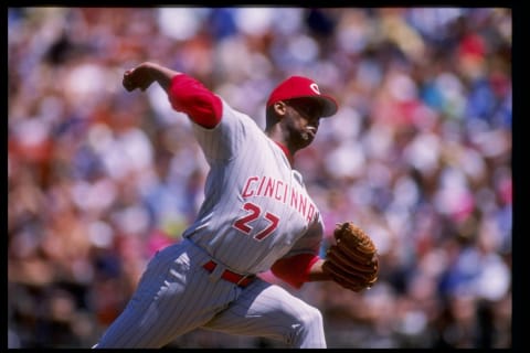 31 Jul 1994: Pitcher Jose Rijo of the Cincinnati Reds in action during a game against the San Diego Padres at Jack Murphy Stadium in San Diego, California. The Reds won the game 2-1. Mandatory Credit: Stephen Dunn /Allsport