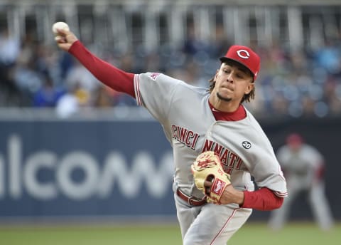 SAN DIEGO, CA – APRIL 20: Luis Castillo #58 of the Cincinnati Reds pitches during the first inning of a baseball game against the San Diego Padres at Petco Park April 20, 2019 in San Diego, California. (Photo by Denis Poroy/Getty Images)