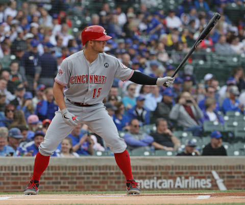 CHICAGO, ILLINOIS – MAY 24: Nick Senzel #15 of the Cincinnati Redsbats against the Chicago Cubs at Wrigley Field on May 24, 2019 in Chicago, Illinois. (Photo by Jonathan Daniel/Getty Images)