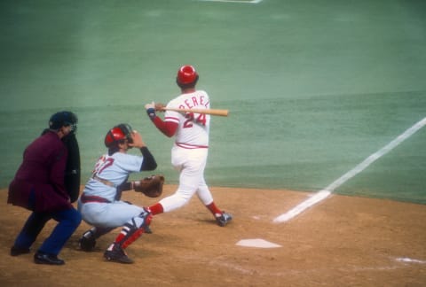 CINCINNATI, OH – OCTOBER 1975: Tony Perez #24 of the Cincinnati Reds (Photo by Focus on Sport/Getty Images)