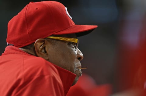 CINCINNATI, OH – OCTOBER 09: Manager Dusty Baker #12 of the Cincinnati Reds (Photo by Jonathan Daniel/Getty Images)