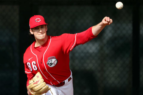 Reds non-roster invitee pitcher Nick Lodolo (86) delivers in the bullpen.Cincinnati Reds Spring Training 2 23 2020