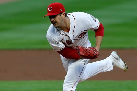 Cincinnati Reds starting pitcher Tyler Mahle (30) throws a pitch in the first inning of an MLB Interleague game.Chicago White Sox At Cincinnati Reds