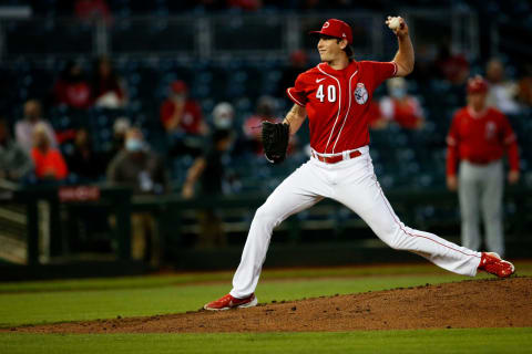 Cincinnati Reds pitcher Nick Lodolo (40) throws a pitch in the second inning of the MLB Cactus League Spring Training game. Los Angeles Angels At Cincinnati Reds