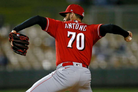 Cincinnati Reds pitcher Tejay Antone (70) throws a pitch in the second inning of the MLB Cactus League Spring Training game. Cincinnati Reds At Los Angeles Dodgers Spring Training