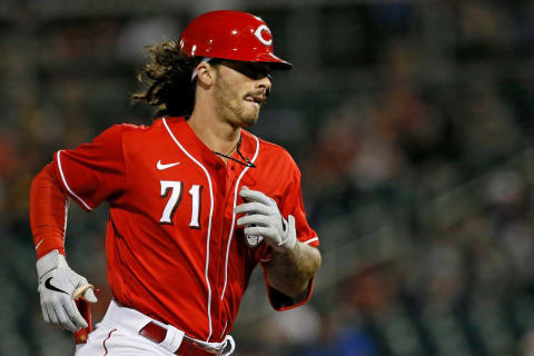 Cincinnati Reds second baseman Jonathan India (71) rounds the bases on a solo home run.