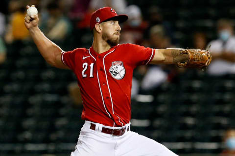 Cincinnati Reds relief pitcher Michael Lorenzen (21) throws a pitch.