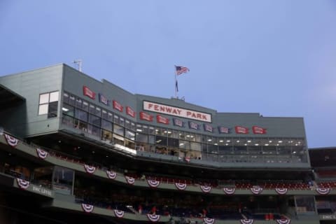 Oct 19, 2013; Boston, MA, USA; A general view of the press box before game six of the American League Championship Series playoff baseball game between the Boston Red Sox and the Detroit Tigers at Fenway Park. Mandatory Credit: Greg M. Cooper-USA TODAY Sports