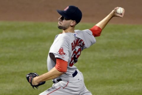 Sep 14, 2015; Baltimore, MD, USA; Boston Red Sox relief pitcher Matt Barnes (68) pitches during the sixth inning against the Baltimore Orioles at Oriole Park at Camden Yards. Baltimore Orioles defeated Boston Red Sox 2-0. Mandatory Credit: Tommy Gilligan-USA TODAY Sports