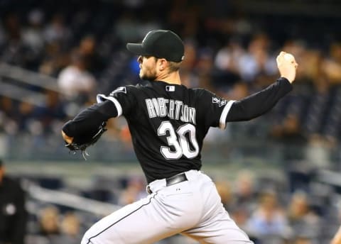 Sep 25, 2015; Bronx, NY, USA; Chicago White Sox relief pitcher David Robertson (30) pitches against the New York Yankees in the ninth inning at Yankee Stadium. The White Sox defeated the Yankees 5-2. Mandatory Credit: Andy Marlin-USA TODAY Sports