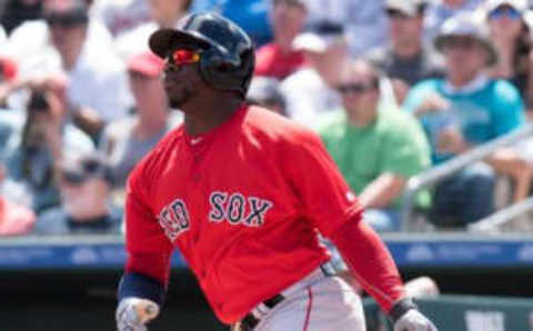 Mar 22, 2016; Jupiter, FL, USA; Boston Red Sox right fielder Rusney Castillo (38) at Roger Dean Stadium. Mandatory Credit: Steve Mitchell-USA TODAY Sports