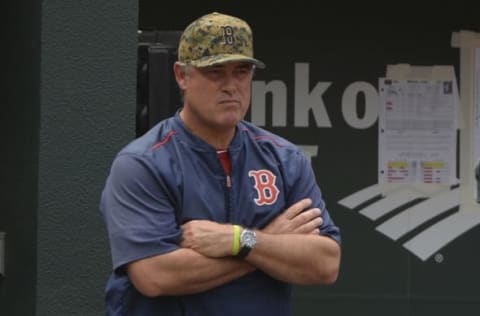 May 30, 2016; Baltimore, MD, USA; Boston Red Sox manager John Farrell (53) looks on to the field during the second inning against the Baltimore Orioles at Oriole Park at Camden Yards. Mandatory Credit: Tommy Gilligan-USA TODAY Sports