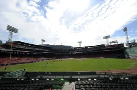 May 10, 2016; Boston, MA, USA; The Boston Red Sox warm up prior to a game against the Oakland Athletics at Fenway Park. Mandatory Credit: Bob DeChiara-USA TODAY Sports