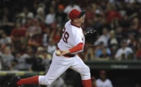 Jul 20, 2016; Boston, MA, USA; Boston Red Sox relief pitcher Brad Ziegler (29) pitches during the ninth inning against the San Francisco Giants at Fenway Park. Mandatory Credit: Bob DeChiara-USA TODAY Sports